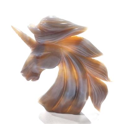 China China Wholesale Natural Animal Agate Druzy Agate Geode Stone Carved Unicorn Figure for sale