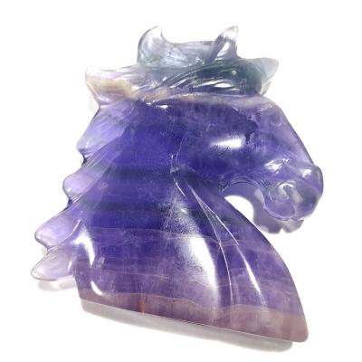 China China High Quality Natural Fluorite Rough Stone Hand-carved Unicorn Animal Statue For Sale for sale