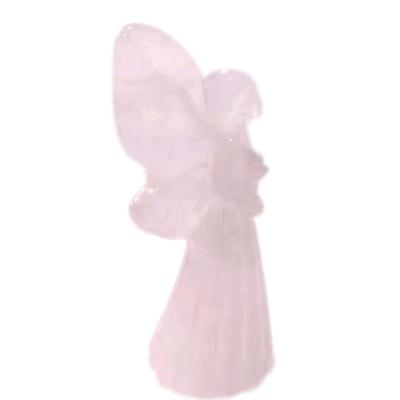 China China cute carving crystal rose quartz hand-carved crystal with angel wings for wholesale for sale