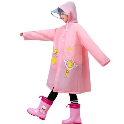 China Single-person Rainwear 2023 EVA Raincoats for Children Kids Thickened Reflective Kids Raincoat Waterproof One-Piece with School Bag Space for sale