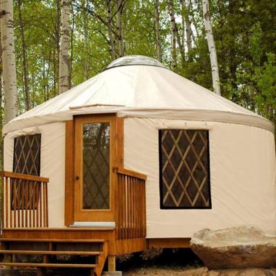 China Modern Luxury Camp 5m Africa Round Homes Wooden Door Kit Wood Structure Extended Type Mongolia yurt for sale