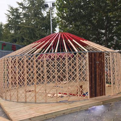 China Extended Type Insulated Canada Mobile Wooden Vendita 40 Ft Traditional Wooden Dome Yurt for sale