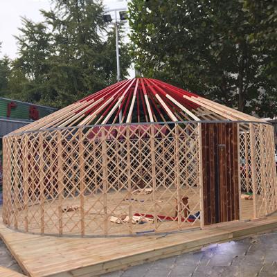 China Extended Type House Prefab Waterproof Home House Mongolian Green Traditional Wooden Yurt for sale