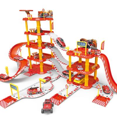 China Eco-friendly Split Toy Block Kid's Fire Parking Track Set Educational Toys Rail Car Toys for sale