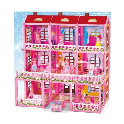 China Children's Toy Play House DIY Villa Educational Toy Building Villa Children's Birthday Gift Hot Set Model House 67*61.5*32.5CM for sale