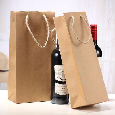 China Wholesale Cheap Price Recyclable Custom LOGO Bottle Kraft Paper Bag For Wine for sale