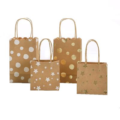 China High Quality New Products Recyclable Brown Gold Foil Polka Dots Kraft Paper Bag for sale