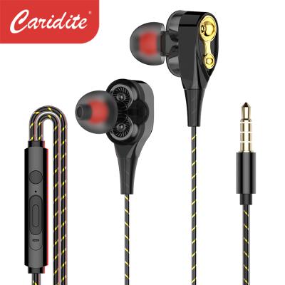 China Caridite Dropshipping Earbuds In-Ear Wired Earphone Headset With MIC 2021 Cheapest Dual Drive Hot Selling Stereo Earphone Wired for sale