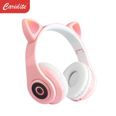 China Listen Songs Caridite Cat Ear Cute BT Headphones Manufacture Stereo Foldable Sports Earphone Microphone Headset Wireless Handfree Mp3 Player for sale