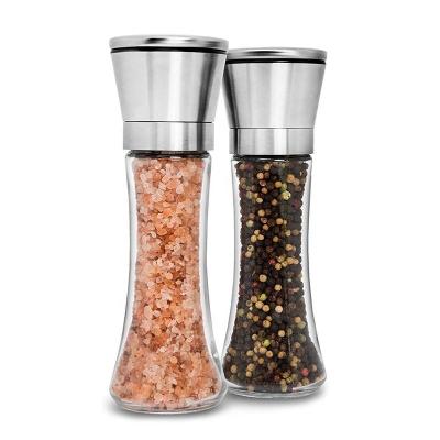 China Viable Herb & Spice Tools 2 In 1 Glass Herb Spice Salt Pepper Grinder Manual Seasoning Jar for sale