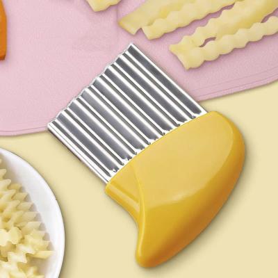 China Fruit Viable Knife Stainless Steel Manual Potato Fold Chips Fries Chipper French Fry Cutter Wavy Slicer for sale