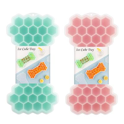 China Stored bone form creative honeycomb icicle tray; Bpa Free Silicone Tray Sets Ice Cube With Lid for sale