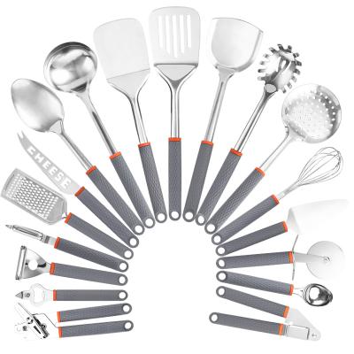 China Sustainable Stainless Steel Cookware Set of 19 pcs Kitchen Utensils; Stainless Steel Kitchen Serving Utensil Set for sale