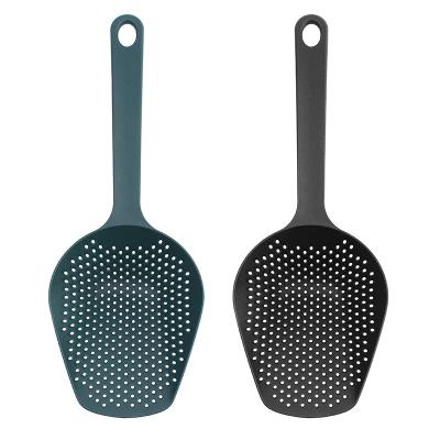 China Durable Heat Resistant High Quality Plastic Colander And Food Strainer Kitchen Skimmer Spoon Set Of 2 for sale