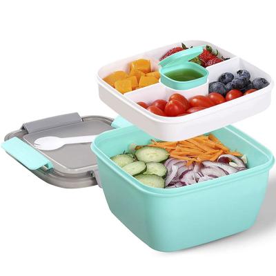 China 2 Layers Microwavable Kids Plastic Freezer Lunch Box Bento Adult Snacks For Kids Restaurant for sale