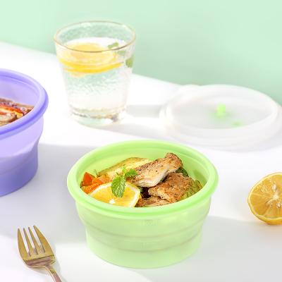 China Microwavable Silicone Food Storage Containers Lunch Box Collapsible Folding Bento Lunch Boxes for sale