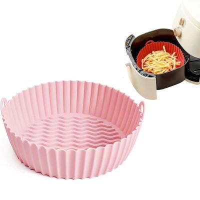 China 7.5 Inch Round Silicone Air Fryer Basket Viable Round Pot Tray Silicone Pot Liners For Air Fryer for sale