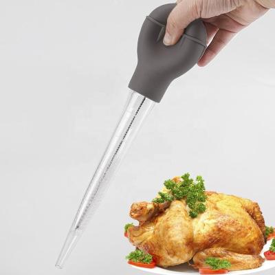 China Viable Kitchen Food Grade Silicone Bulb Syringe Pump Meat Marinade Injector Turkey Baster for sale