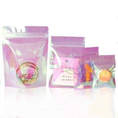 China Hot Selling Transparent Hologram Packaging Flat & Holder Moisture Proof Small Bag Zipper Lock Mylar Hologram Bags for sale