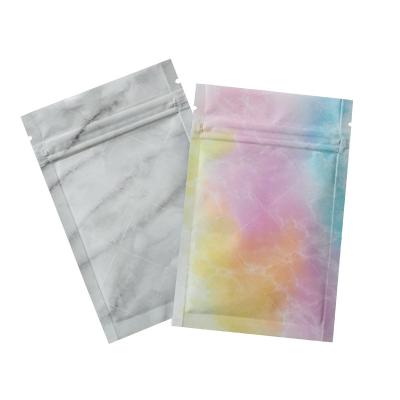 China Moisture-proof Marble Flat Jewelery Lock Zipper Bag Aluminum Foil Pattern Pattern Food Package Cosmetic Bags for sale