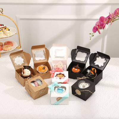 China Transparent Recyclable Donut Box Cupcake Wrapping Paper Love Heart Window Cake Packing Boxes For Party Decoration Supplies for sale