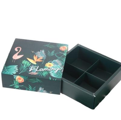 China Recyclable Flamingo Decoration Moon Cake Cookies Divided Slide Drawer Paper Packaging Box for sale