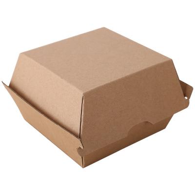 China Disposable Custom Logo Printing Burger Take Out Box Food Grade Brown Kraft Paper Lunch Box Food Container for sale