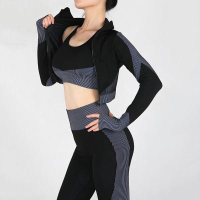 China Factory direct sales three-piece tight hip lift fitness running autumn and winter 2022 yoga clothing seamless QUICK-DRY suit women for sale