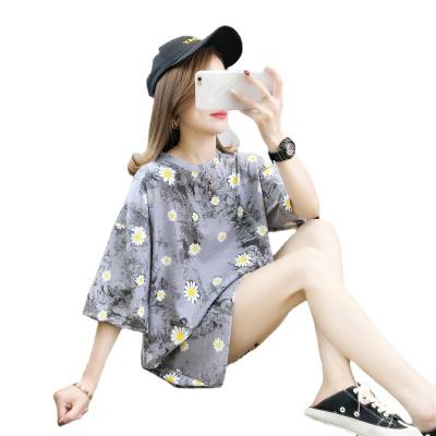 China 2022 summer women's T-shirt printed parride dye loose tie plus size women's T Korean version of the student first place for sale