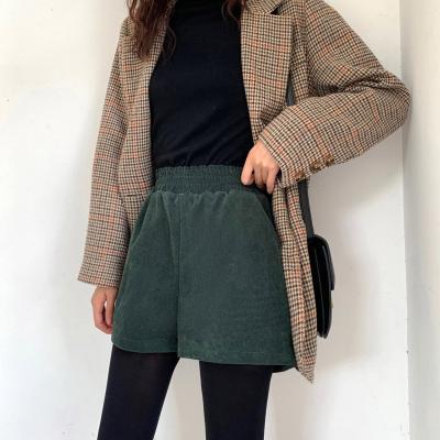 China 2022 New Anti-wrinkle corduroy shorts women's casual Korean version waist wide-leg outer wear shorts high-line a-line bottoming three-point pants for sale