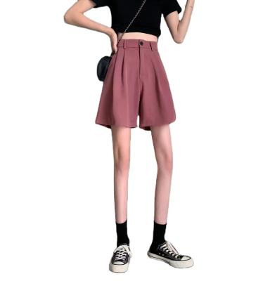 China New High-waisted Anti-wrinkle black straight suit five-point pants loosen Korean summer wide-leg casual shorts for sale