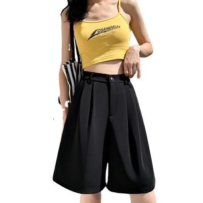 China Viable suit shorts Hong Kong new loose large size high straight style women's summer wide-leg casual five-point pants for sale