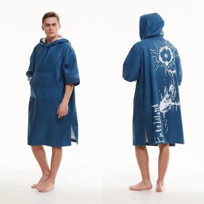 China Wholesale Custom Hooded Surf Quick Dry Logo Embroidery Beach Poncho Towel Microfiber Poncho For Adults for sale