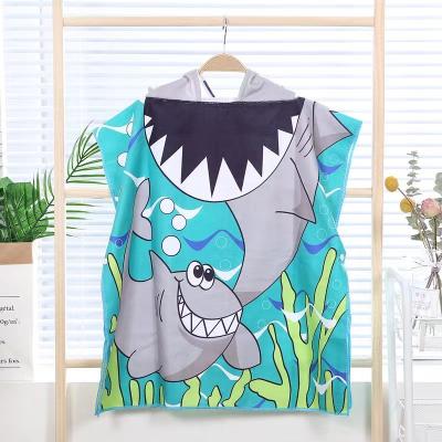 China High Quality Child Safe Microfiber Kids Cartoon Beach Kids Printed Towel Cartoon Ponchos Hooded Beach Towel for sale