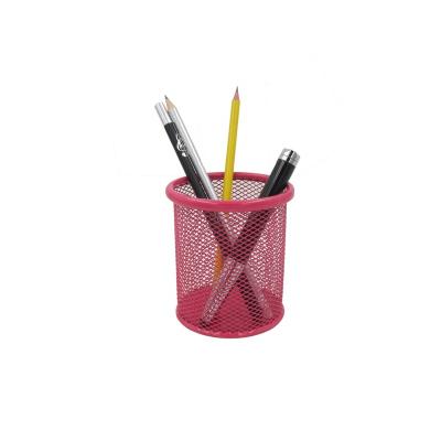 China High Quality Home Office Desk Used Pink Classic Round Cheap Price Metal Mesh Pen Holder for sale