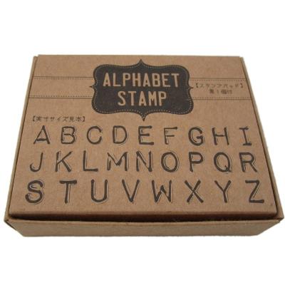 China Toy High Quality Wooden Children Kids Stamps Mini Size 26 Alphabet Stamps 26 Letters Kids Wooden Stamp With Black Ink Pad for sale