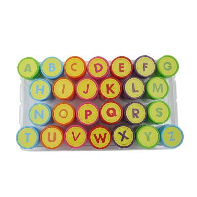 China Children's Toy High Quality Round Shape Alphabet Stamps 26 26 Letters Children Stamps with slef-inking for sale