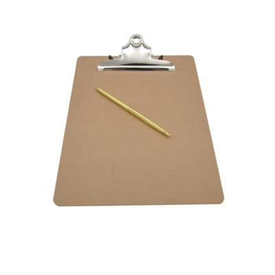 China Desktop A4 Size Wooden Material With Large Metal Butterfly Clip Soft MDF Hardboard Clipboard For Hospital for sale