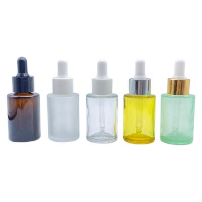 China Cosmetics Stand Up Custom Color 30ml Screw Cap Glass Cosmetic Dropper Bottle for sale