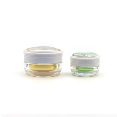 China Acrylic Empty Cosmetics Jars Packaging Cosmetics Price Yellow Colored Cosmetic Jar for sale