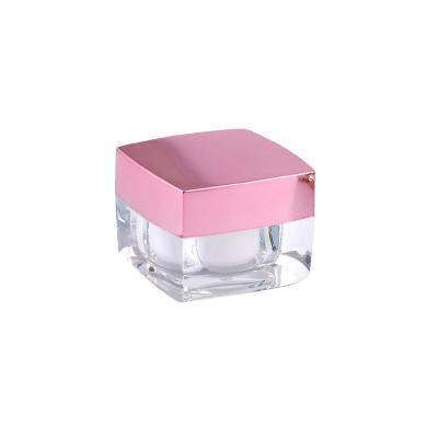 China Custom Luxury Acrylic Cream Jar Luxury Acrylic Empty Jar For 10g Square Acrylic Cream Jar With Skin Care Plastic Packaging for sale