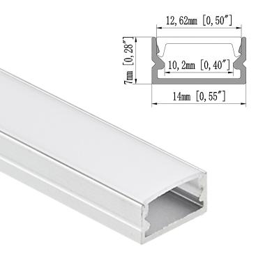 China Decorations 14x7mm outline display for bed cabinet led profile IP65 lightweight ultra-thin led surface aluminum mount led strip profile for sale