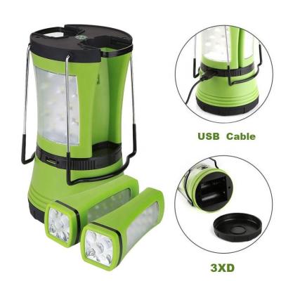 China Camping 4 in 1 multifunctional built-in rechargeable camping light, 2 in 1 detachable removable flashlight led lantern for sale