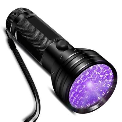 China Ultraviolet scorpion flashlight 51led rescue uv395nm silver lamp pet detector urine purple light fluorescent agent detection for sale