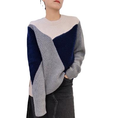 China Custom OEM A breathable cashmere sweater with a caramel color square design with a loose o-neck pullover for sale