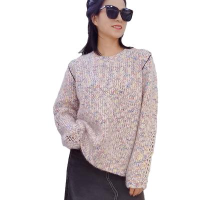 China OEM Autumn And Winter Style O Style Long Sleeve Loose Soft Color Breathable Custom Crochet Sweater For Ladies for sale