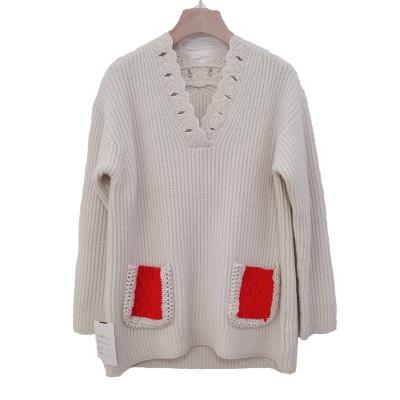 China New OEM Breathable Fall And Winter V-Neck Sweaters For Women Sweater Loose Knit Tops With Bottom Coats for sale