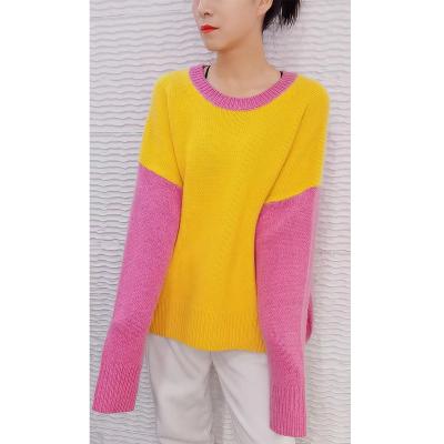 China OEM Autumn And Winter Breathable Sweaters Round Collar Color Matching Casual Long Sleeve Stripes Color Loose Sweater for sale