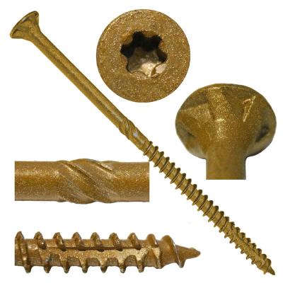 China Pan Factory Directly Supply Yellow Zink Plated Bulk Hex Head 3 Inch Stainless Steel Torx Wood Screws for sale