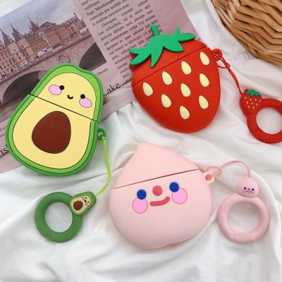 China Custom Clear Cute Ice Cream Eco-friendly Cute Carrot Hamburger Avocado Strawberry Cartoon Silicone Earphone Protector Case For Airpod for sale